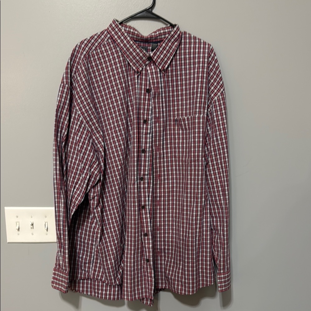 Arrow Burgundy and White Checkered Button-Down Shirt